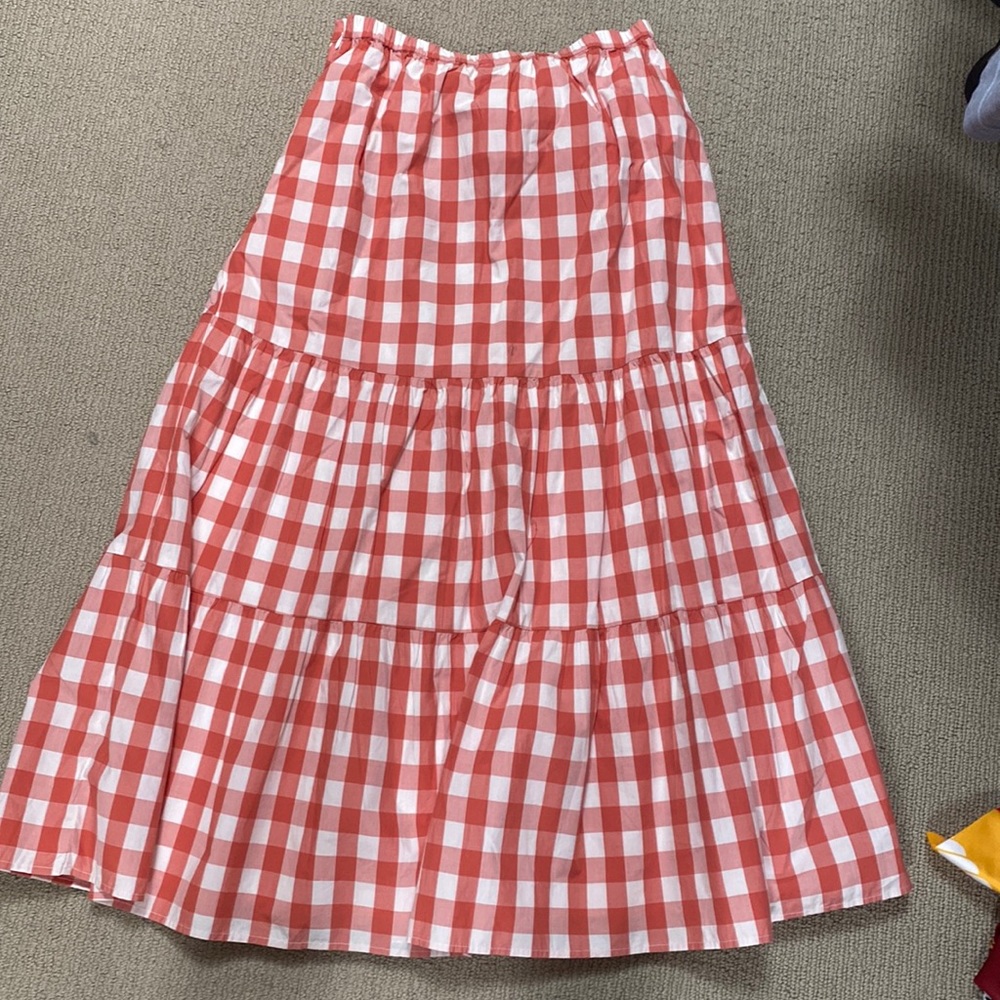 NWT- salmon/red gingham maxi skirt- Small